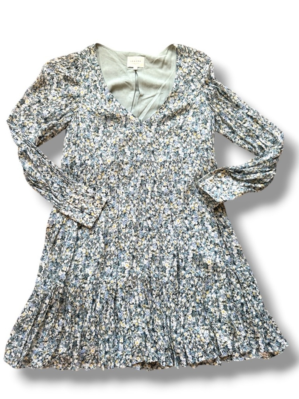 Sezane Aurena Boho Mini Dress Garden Blue Floral Print Size 38 (US size 6/8) - Picture 8 of 14